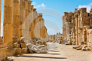 The Cardo Maximus street in Jerash ruins Jordan photo