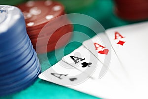 Cards and casino chips photo