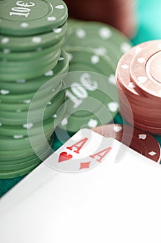 Cards and casino chips