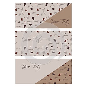 Cards with coffee seamless pattern