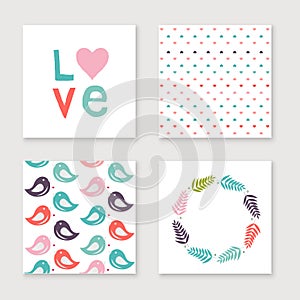 Cards collection for valentines day, birthday, save the date invitation.