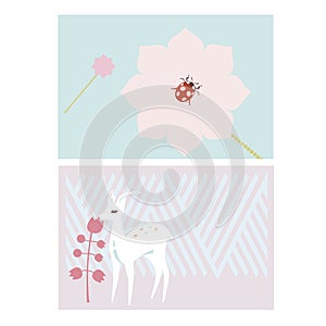 Cards with deer and ladybug