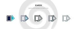 Cards icon in different style vector illustration. two colored and black cards vector icons designed in filled, outline, line and