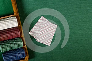 Cards with poker hand with chips