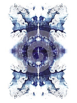 Cards of rorschach inkblot test. Blue watercolor symmetrycal blotch.