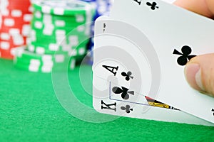 Cards winning combination in Black Jack in hand