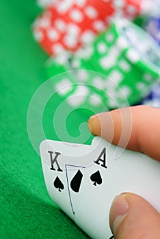 Cards winning combination in Black Jack in hand