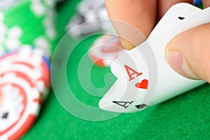 Cards winning combination in Black Jack in hand