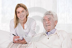 Care assistant and elder man