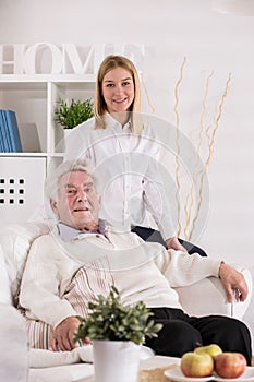 Care assistant and older man