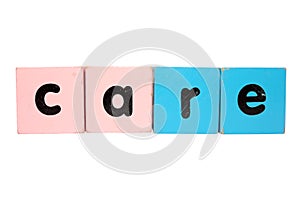 Care in block letters with clipping path