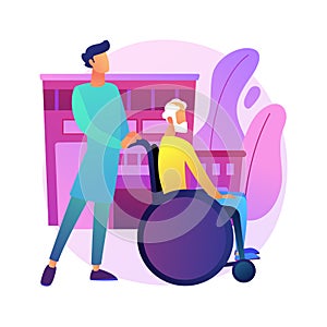 Care for the elderly abstract concept vector illustration.