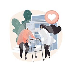Care for the elderly abstract concept vector illustration.