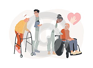 Care for the elderly isolated concept vector illustration. photo