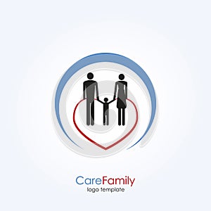 Care family. Logo template. Vector illustration.