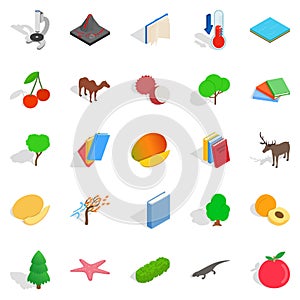 Care of flora icons set, isometric style