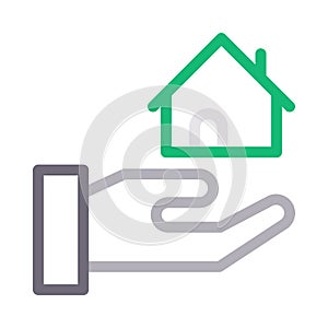 Care home thin color line vector icon