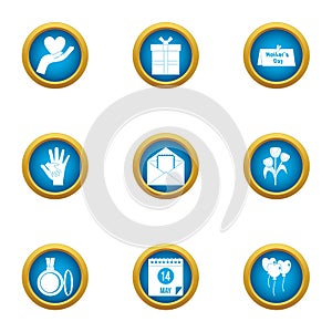 Care icons set, flat style