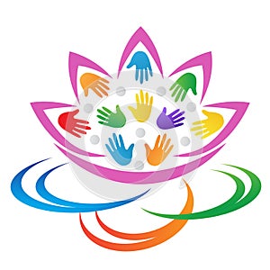 Care logo abstract flower lotus hands design