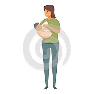 Care mother baby icon cartoon vector. Feeding mother