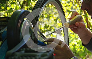 Care and repair the bike outdoors