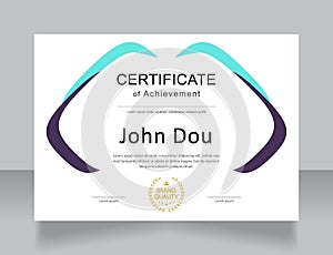 Career achievement certificate design template