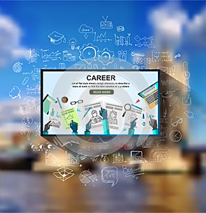 Career in Business concept with Doodle design style :people inteview
