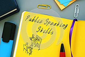 Career concept meaning Public Speaking Skills with inscription on the sheet