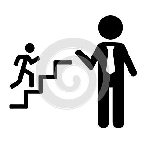 Career concept promotion symbol. Businessman personal developman. Vector EPS 10