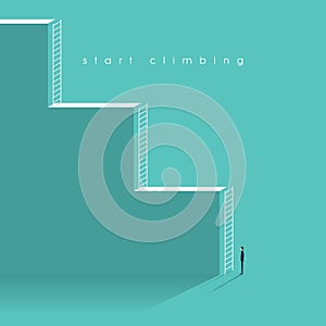 Career corporate ladder concept vector illustration. Businessman starting professional work with challenges.