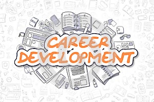 Career Development - Cartoon Orange Word. Business Concept.