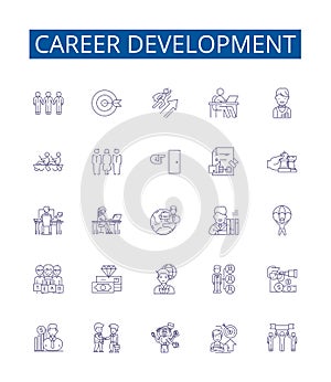 Career development line icons signs set. Design collection of Career, Development, Growth, Progress, Success