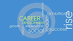 Career development motivational introduction animation video. Moving text animation with keywords related to career