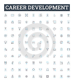 Career development vector line icons set. Career, Development, Advancing, Training, Progression, Promotion, Growth