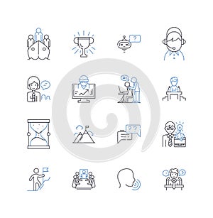 Career enhancement line icons collection. Promotion, Skills, Advancement, Credential, Nerk, Professionalism, Learning