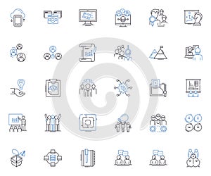 Career fair line icons collection. Nerking, Recruitment, Opportunities, Interviews, Hiring, Resumes, Exhibitors vector