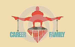 Career and family balance. Concept of the scales