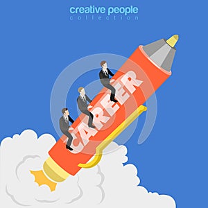 Career growth businessmen flat 3d isometric vector photo