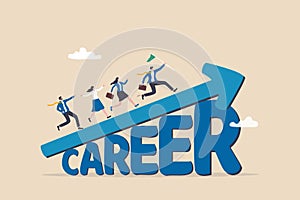 Career growth or career development, improvement or progress to success in work, job promotion and salary increase concept,