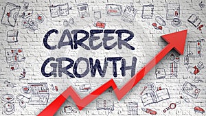 Career Growth Drawn on Brick Wall.