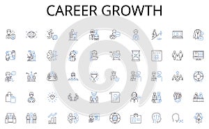 Career growth line icons collection. Separated, Isolated, Remote, Fragmented, Alienated, Disconnected, Detached vector