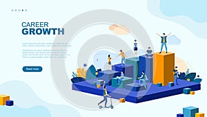 Career growth page concept. Successful teamwork. Career ladder. Motivation. Goal achievment. Way up.