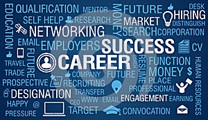 Career & Job Success Concept on blue background