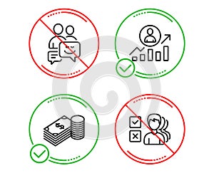 Career ladder, Communication and Savings icons set. Opinion sign. Vector