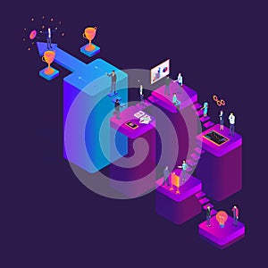 Career Ladder Concept 3d Isometric View. Vector