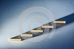 Career ladder mockup style, place for text. Professional growth and development. Stairway of wooden planks as steps