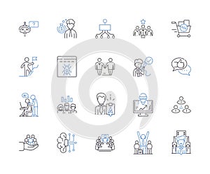 Career management outline icons collection. Career, Management, Planning, Goals, Opportunities, Growth, Advancement