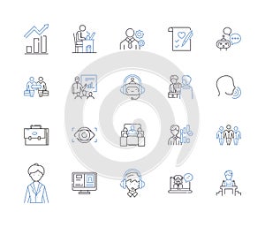 Career management outline icons collection. Career, Management, Planning, Goals, Opportunities, Growth, Advancement