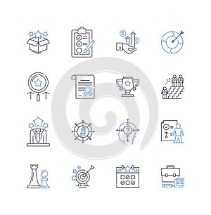 Career objectives line icons collection. Ambition, Success, Growth, Development, Advancement, Achievement, Excellence