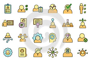 Career personal traits icons set  color line